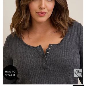 Waffle Snap Henley Long Sleeve Tee